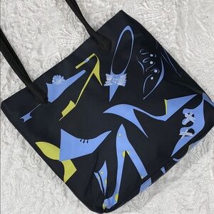 Black Tote with Blue and Yellow Shoe Print